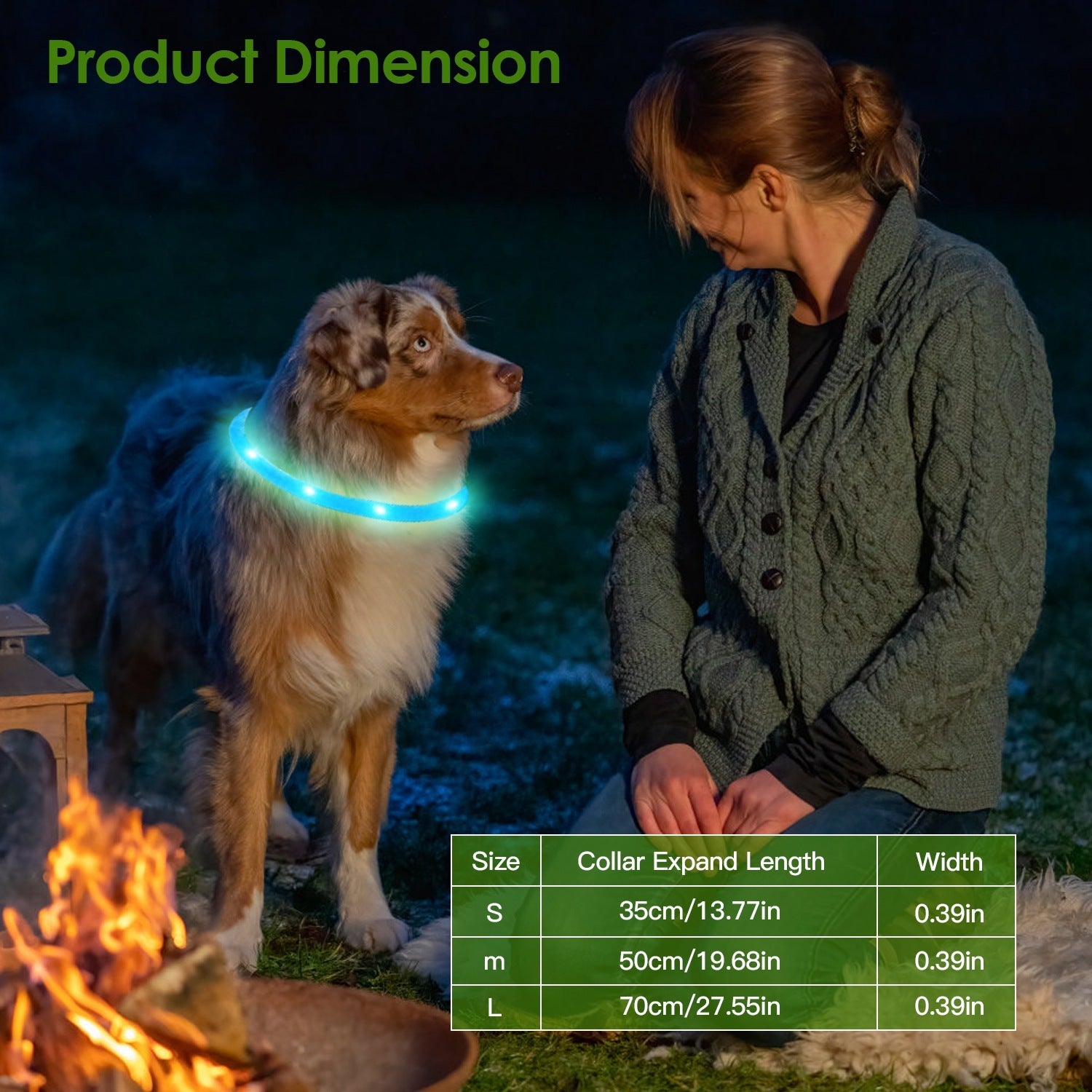 Rechargeable LED Dog Collar – Multi-Color Adjustable Night Safety Collar for Dogs