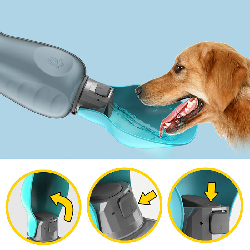 Portable Pet Water Bottle with Foldable Bowl – Leak-Proof Travel Dispenser for Dogs & Cats