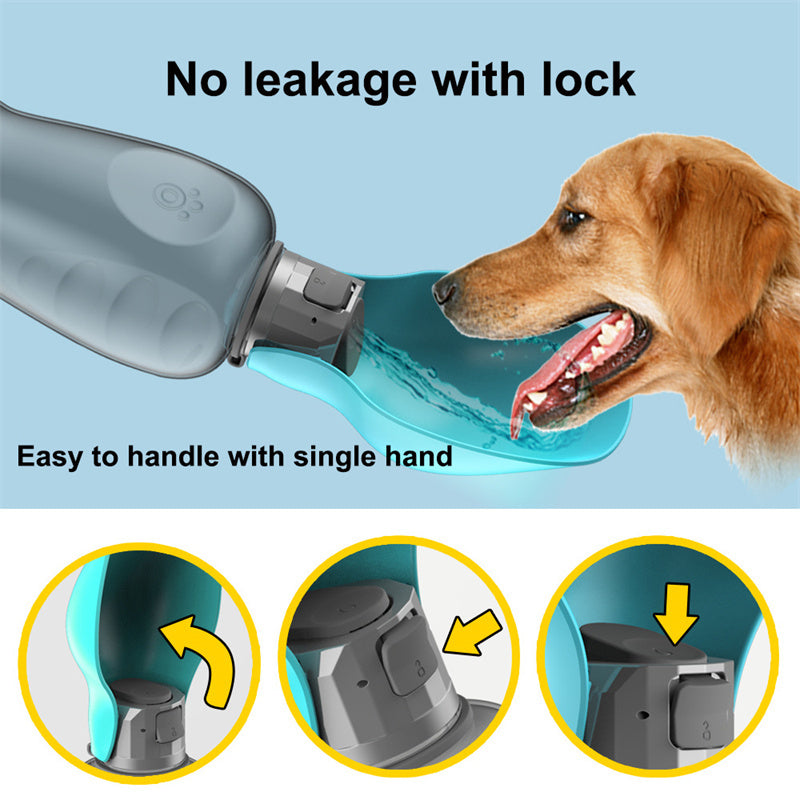 Portable Pet Water Bottle with Foldable Bowl – Leak-Proof Travel Dispenser for Dogs & Cats