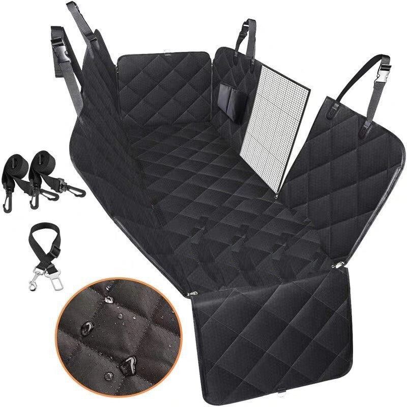 Dog Car Seat Hammock – Waterproof Back Seat Cover for Dogs with Safety Belt & Storage Pockets