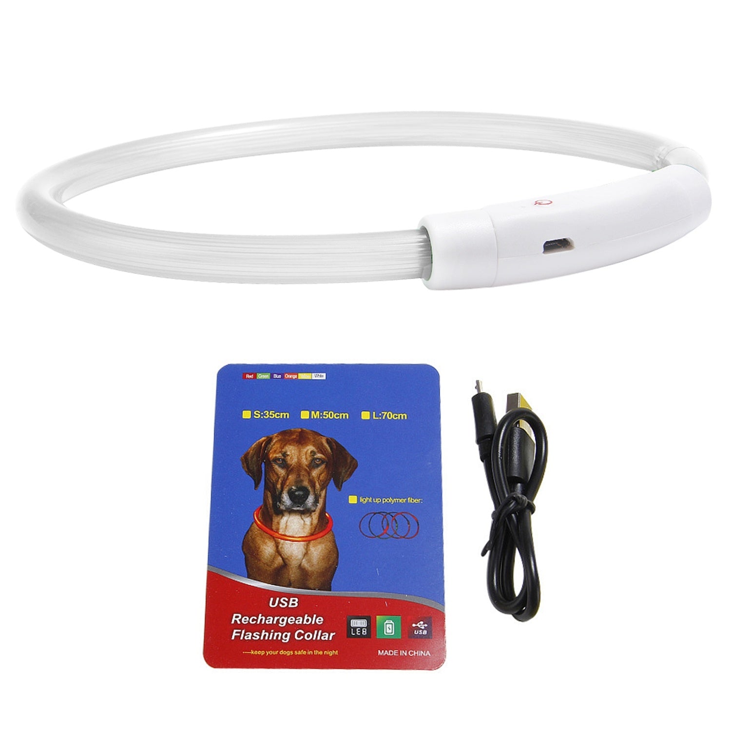 Rechargeable LED Dog Collar – Multi-Color Adjustable Night Safety Collar for Dogs
